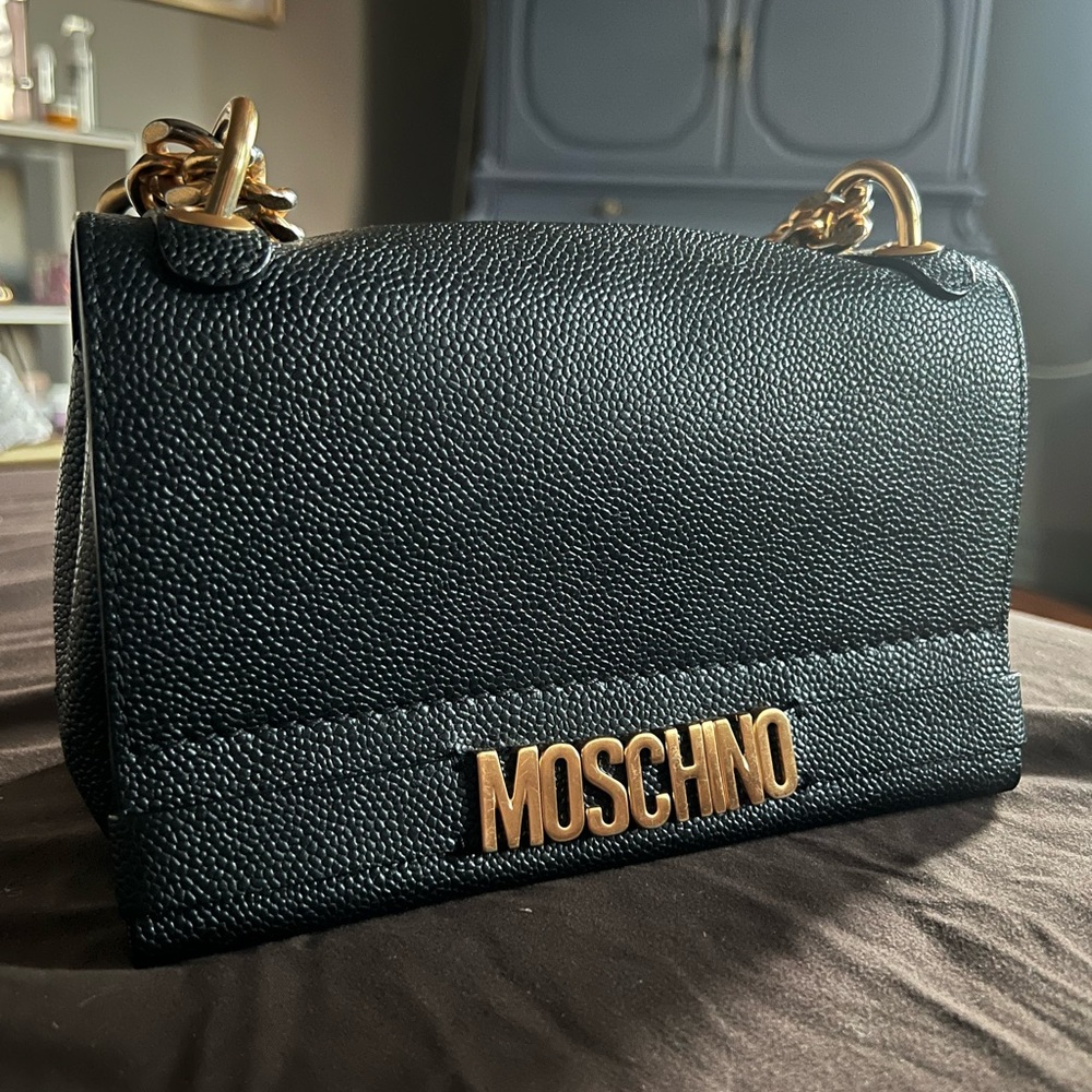 Pebbled leather designer Moschino crossbody or shoulder bag. RARE